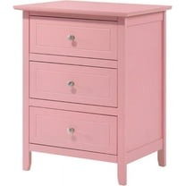 Glory Furniture Daniel 3 Drawer Nightstand in Pink