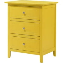 Glory Furniture Daniel 3 Drawer Nightstand in Yellow