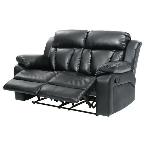 Glory Furniture Daria Faux Leather Reclining Loveseat in Black