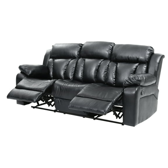 Glory Furniture Daria Faux Leather Reclining Sofa in Black