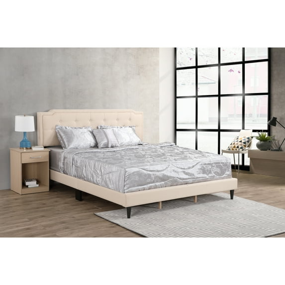 Glory Furniture Deb Fabric Upholstered King Bed in Beige