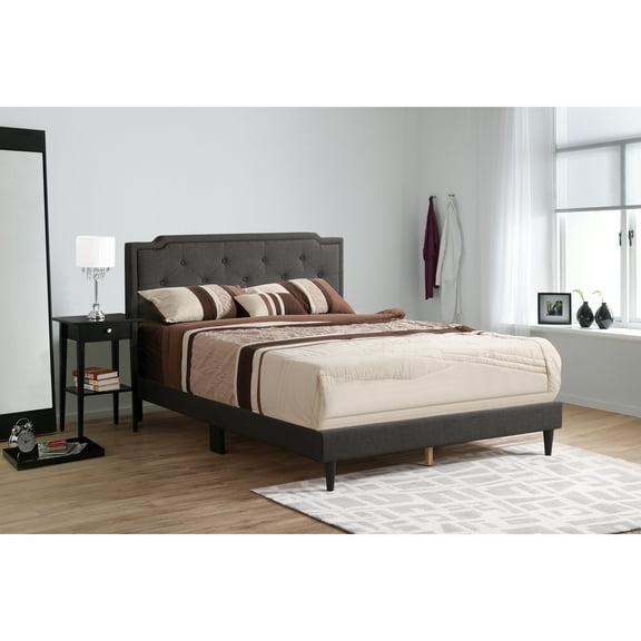 Glory Furniture Deb Fabric Upholstered Queen Bed in Black