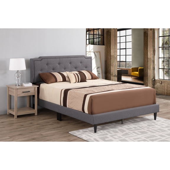 Glory Furniture Deb Fabric Upholstered Queen Bed in Gray