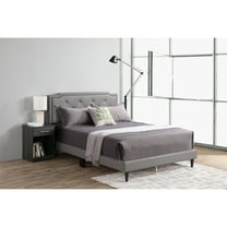 Glory Furniture Deb Faux Leather Upholstered Queen Bed in Light Gray