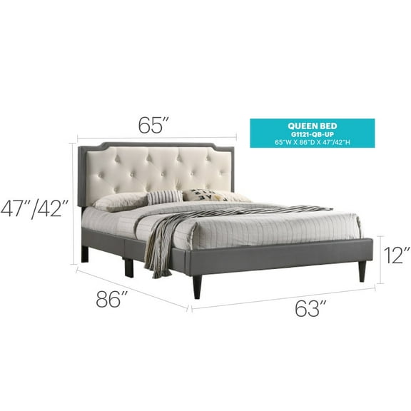 Glory Furniture Deb Full Bed in Light Grey Color