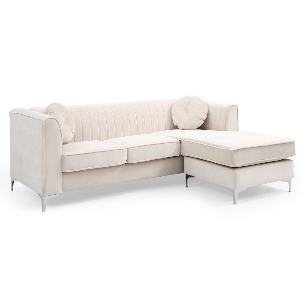 Glory Furniture Delray Sofa Chaise in Ivory Color