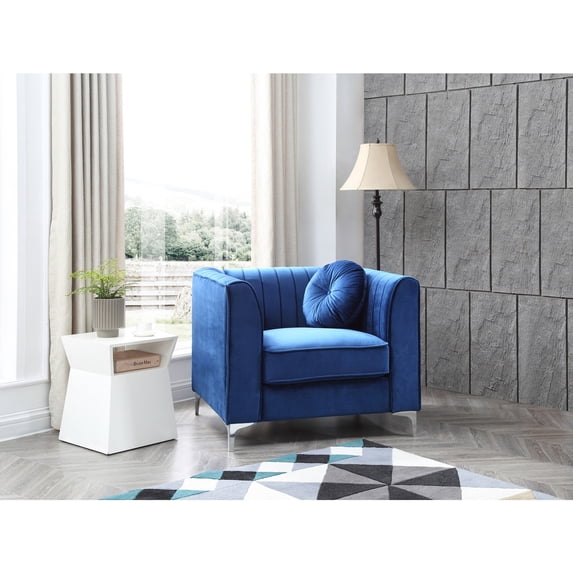 Glory Furniture Delray Velvet Chair in Navy Blue