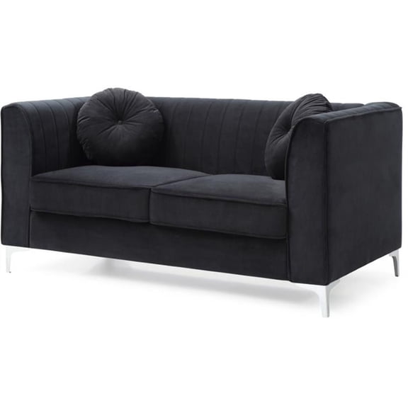 Glory Furniture Delray Velvet Loveseat in Black