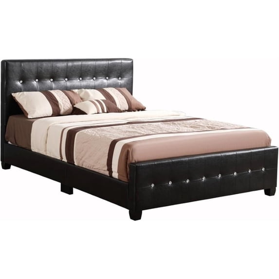Glory Furniture Diamond Faux Leather Upholstered Full Bed in Black