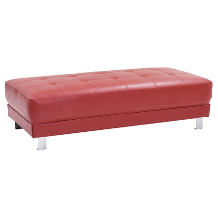 Glory Furniture Faux Leather Tufted Ottoman Red
