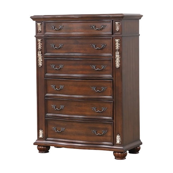 Glory Furniture G07100-CH 6 Drawer Cherry Finished Wood Chest