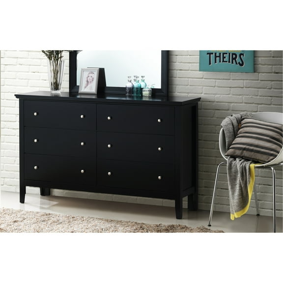 Glory Furniture G1336-d Black Dresser - Affordable Bedroom With Metal Hardware And Fully Assembled Feature Dresser, Print Finish, French Drawers