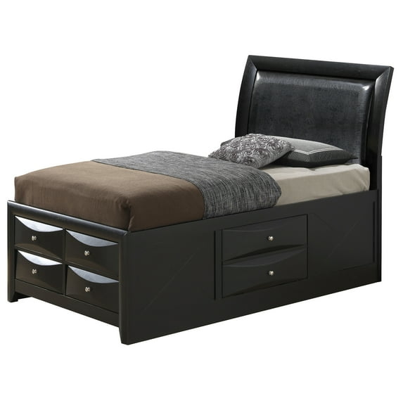 Glory Furniture Marilla Wood Veneer Twin Storage Bed in Black