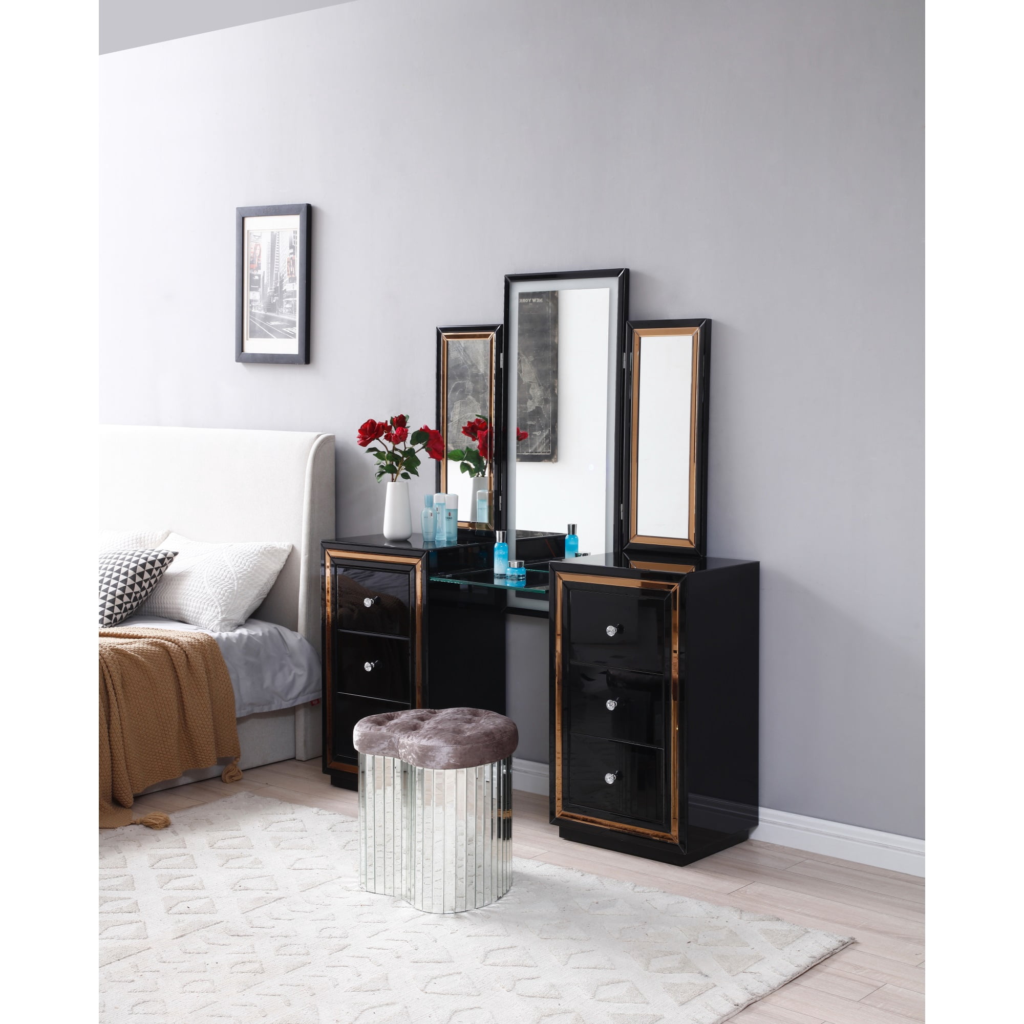 Glory Furniture GM0148/GM0149 GM0148/GM0149 Vanity and Mirror ,