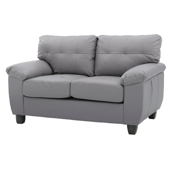 Glory Furniture Gallant Faux Leather Loveseat in Gray