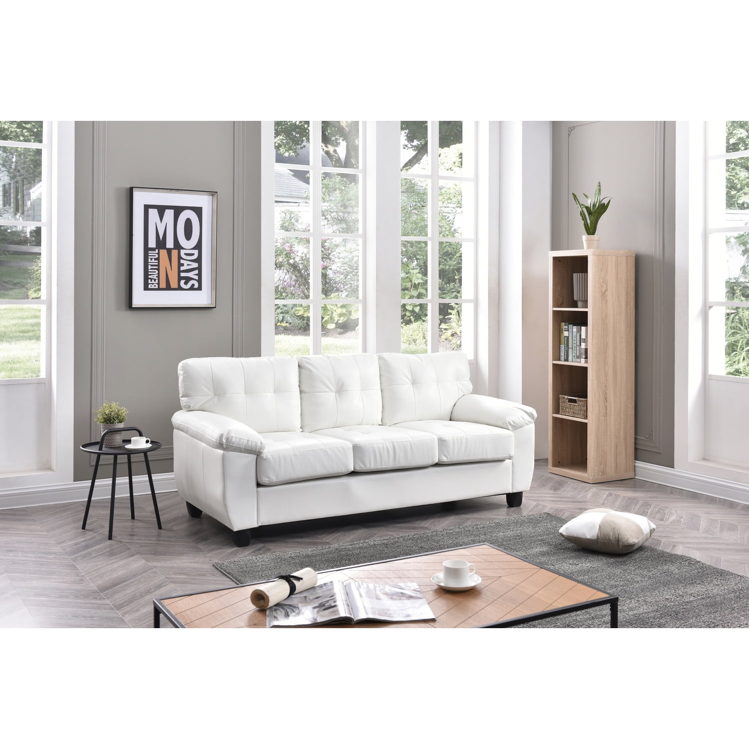Glory Furniture Gallant Faux Leather Sofa in White