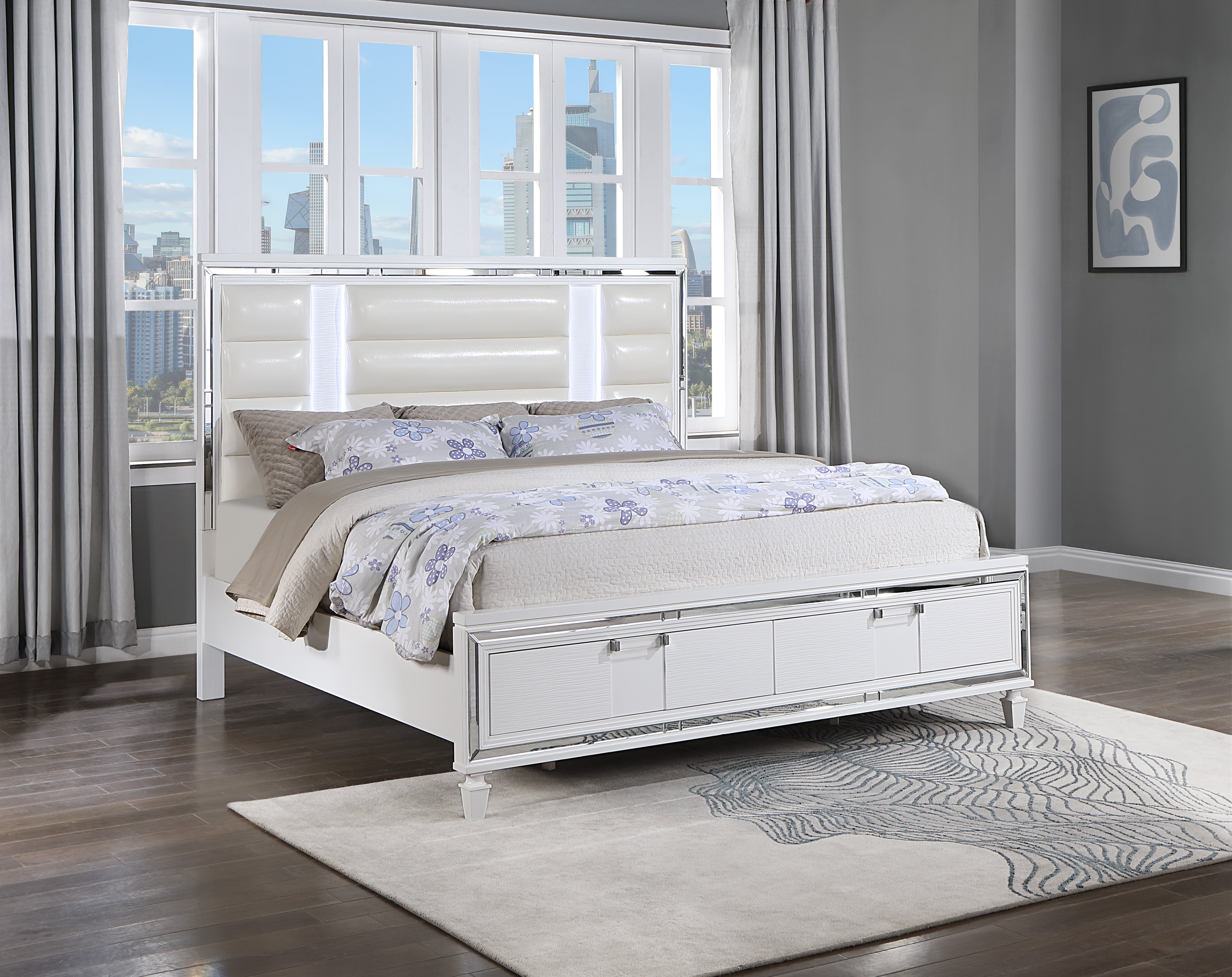 Glory Furniture Genoa G05790A-KB King Bed , Silver Champagne