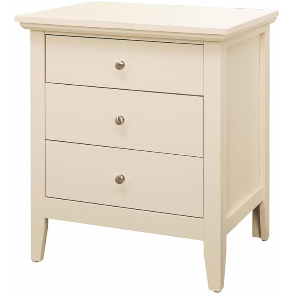Beige Wood Veneer 3-Drawer Rectangular Nightstand with Nickel Handles