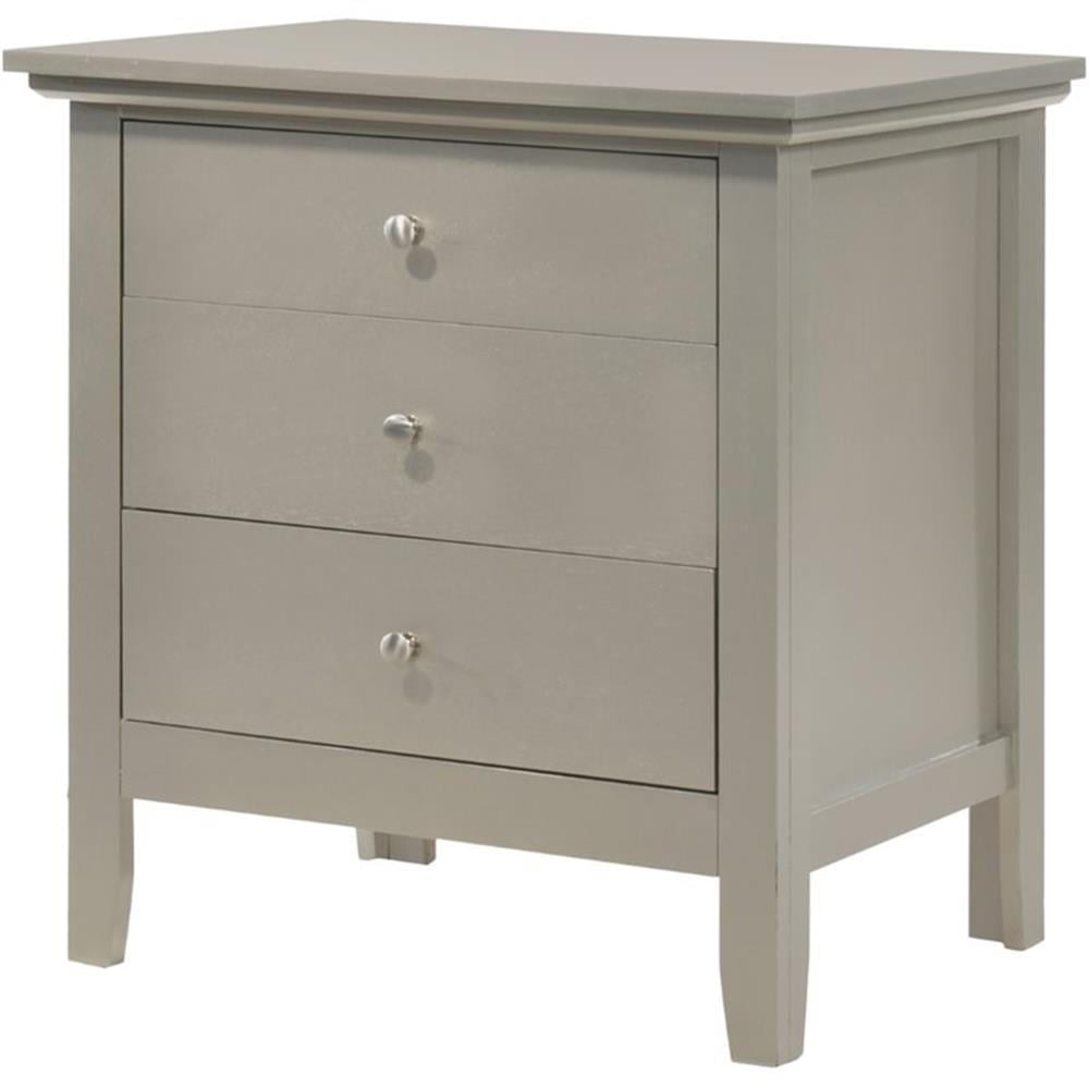 Hammond 3-Drawer Silver Champagne Wood Nightstand