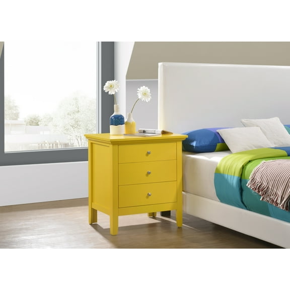Glory Furniture Hammond 3 Drawer Nightstand in Yellow