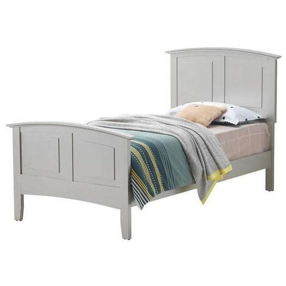 Glory Furniture Hammond Wood Veneers Twin Panel Bed in Silver Champagne