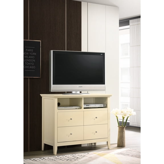 Glory Furniture Hammond Wood Veneer 4-Drawer TV Stand in Beige