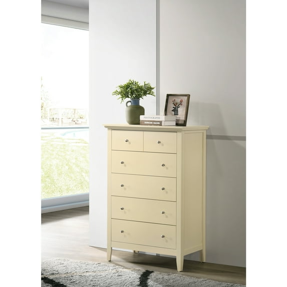 Glory Furniture Hammond Wood Veneer 5-Drawer Chest in Beige