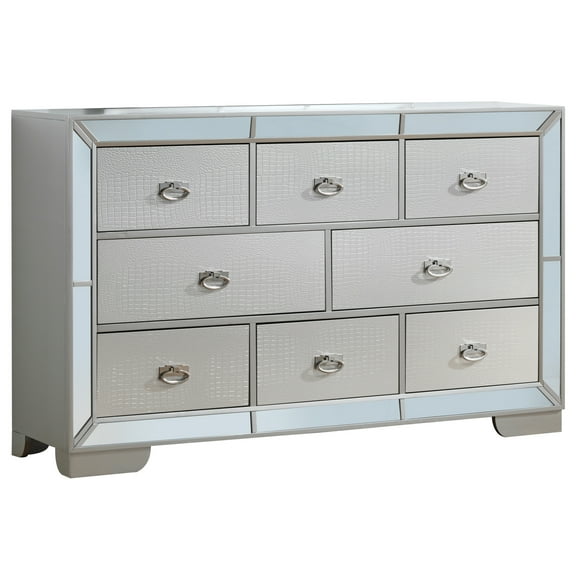 Glory Furniture Hollywood Hills 8 Drawer Dresser in Silver Champagne