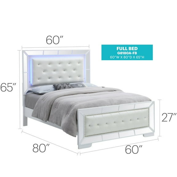 Glory Furniture Hollywood_Hills Full Bed in White Color