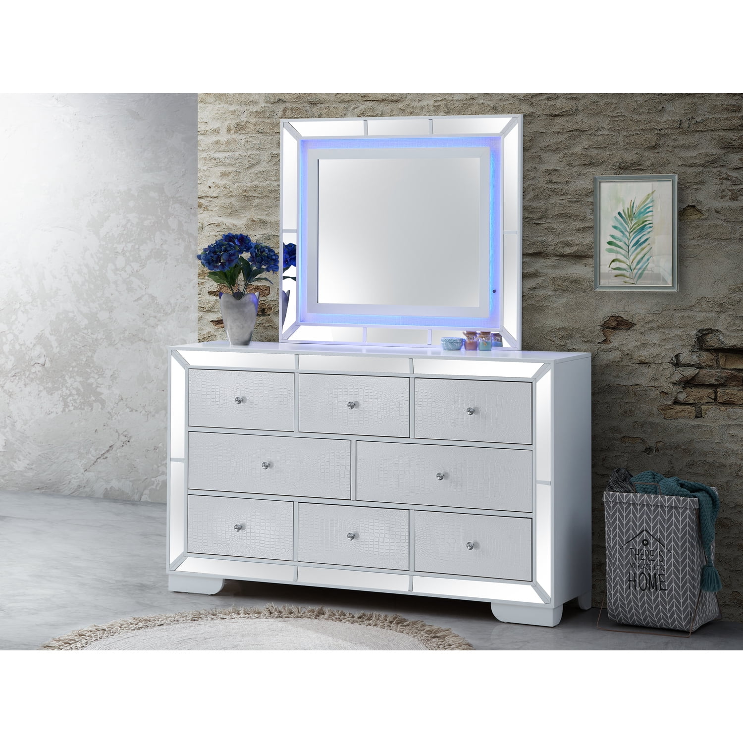 Glory Furniture Hollywood Hills G8105-N Nightstand , Silver Champagne