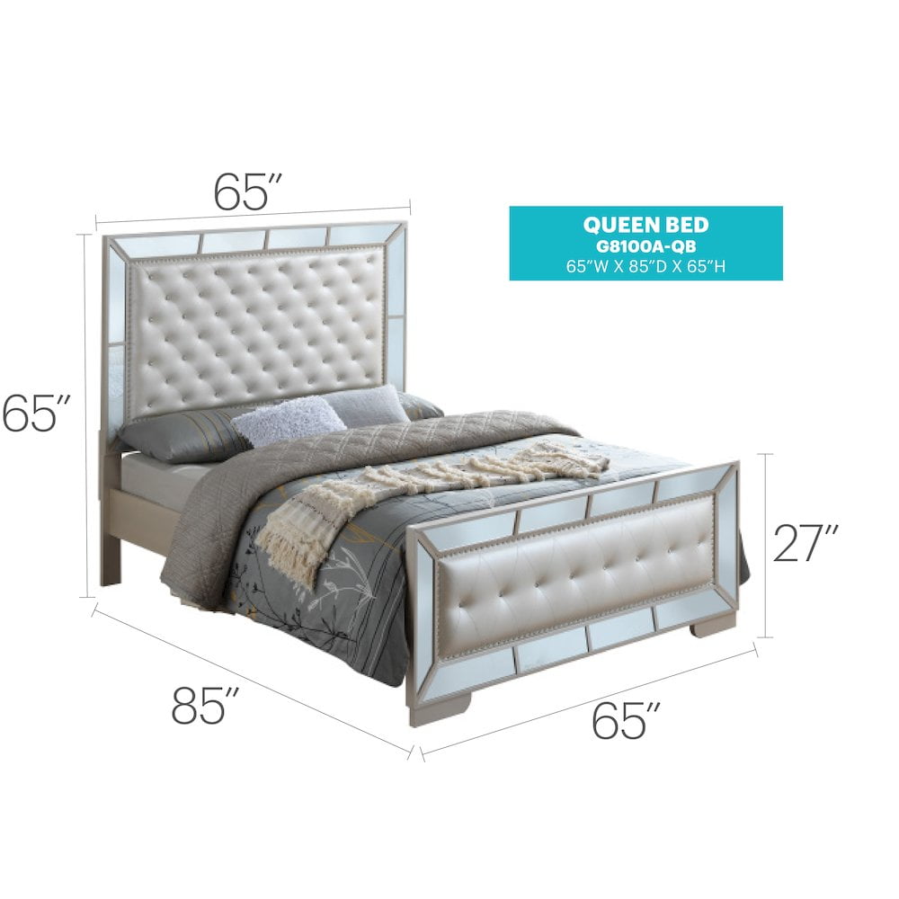 Glory Furniture Hollywood Hills King Bed in Pearl Color