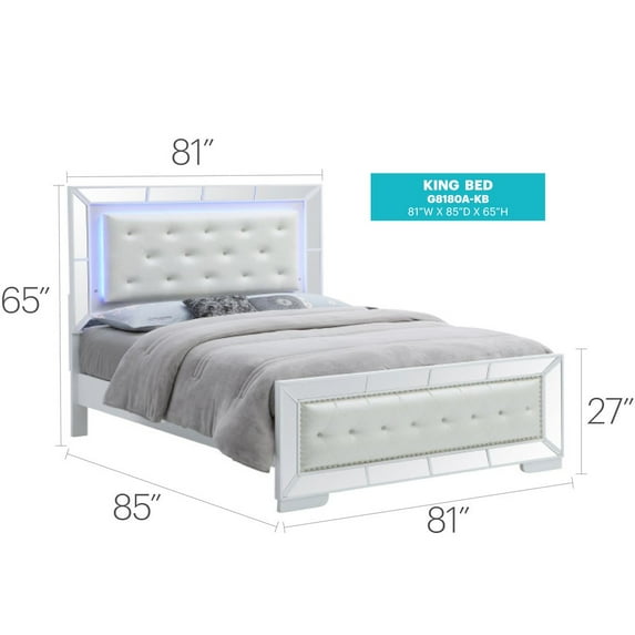 Glory Furniture Hollywood_Hills King Bed in White Color