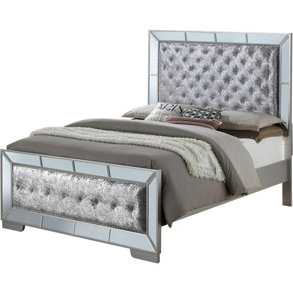 Glory Furniture Hollywood Hills King Panel Bed in Silver Champagne