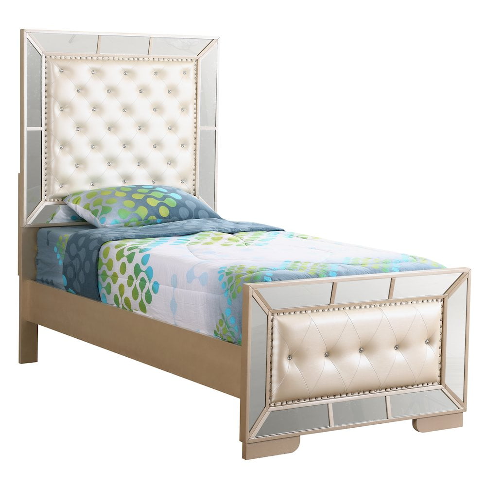 Glory Furniture Hollywood Hills Twin Bed in Pearl Color