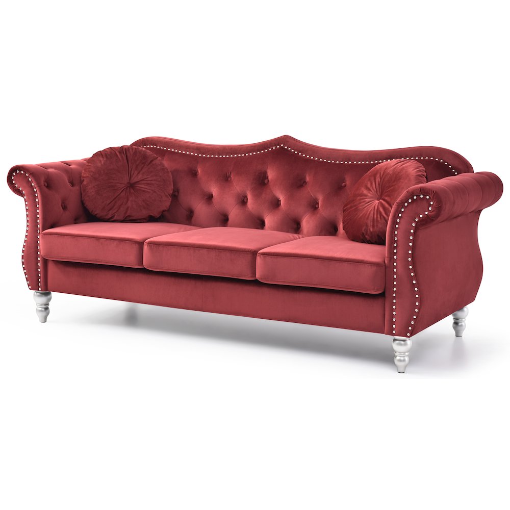 Glory Furniture Hollywood Sofa in Burgundy Color