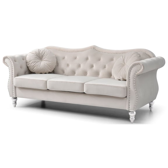 Glory Furniture Hollywood Sofa in Ivory Color