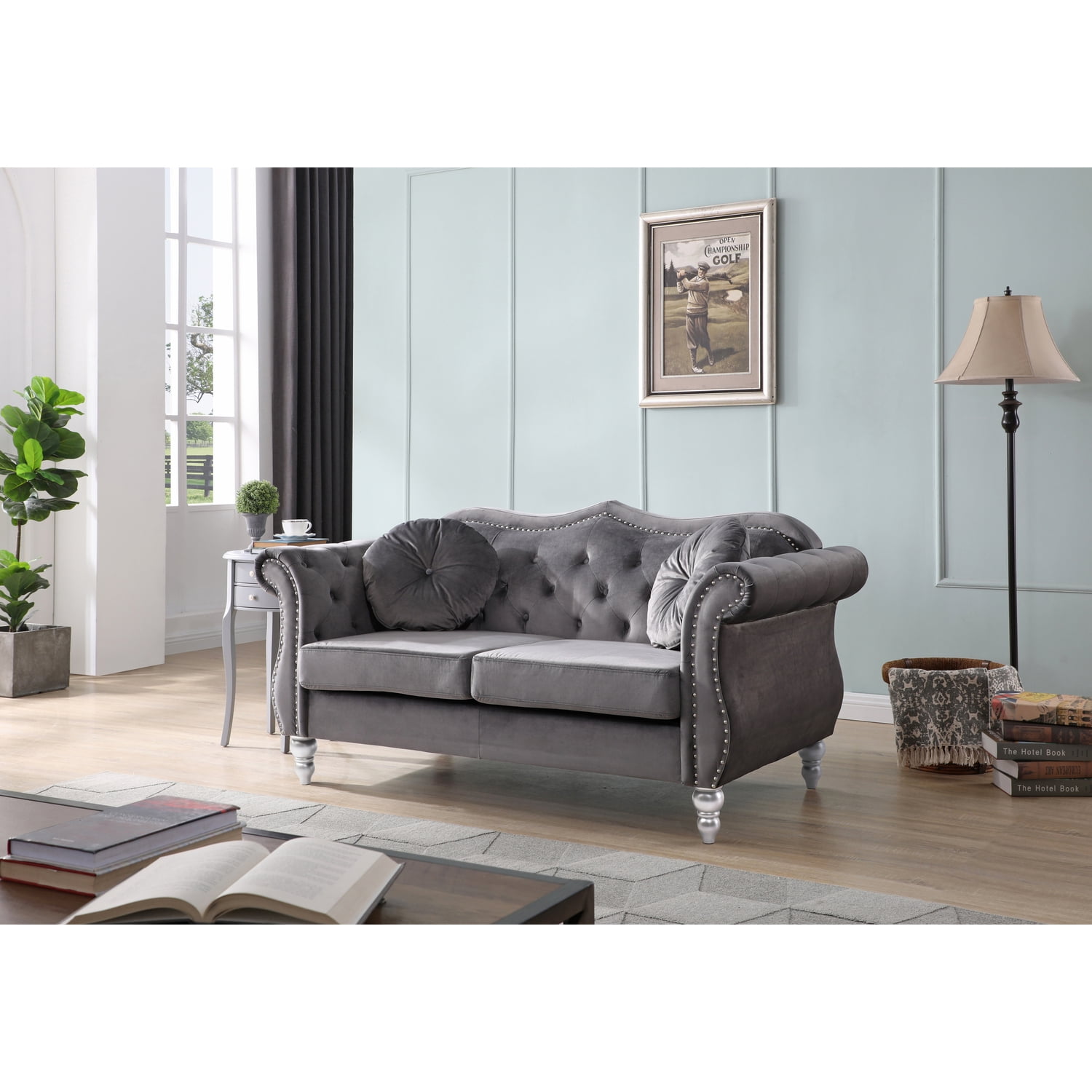 Glory Furniture Hollywood Velvet Loveseat Dark Gray