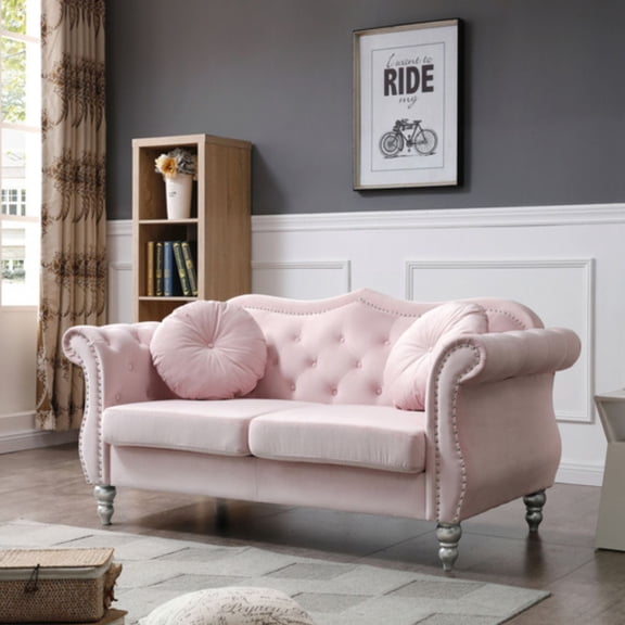 Glory Furniture Hollywood Velvet Loveseat in Pink