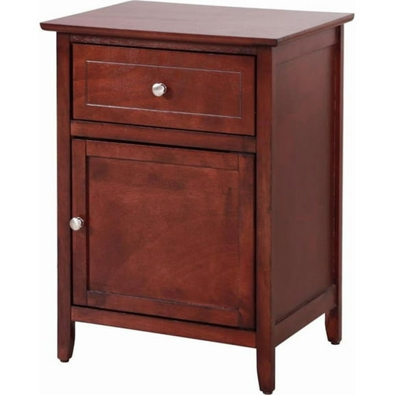 Glory Furniture Izzy 1 Drawer 1 Door Nightstand in Cherry