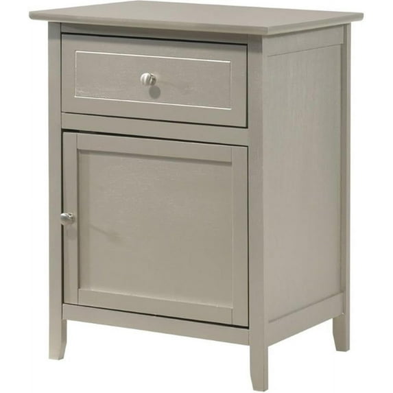 Glory Furniture Izzy Solid Wood 1-Drawer/1-Door Nightstand in Silver Champagne