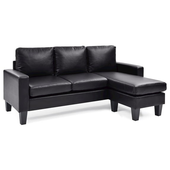 Glory Furniture Jenna Sofa Chaise in Black Color