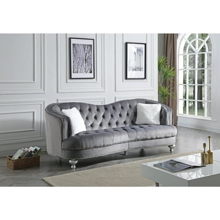 Glory Furniture Jewel Velvet Sofa in Gray