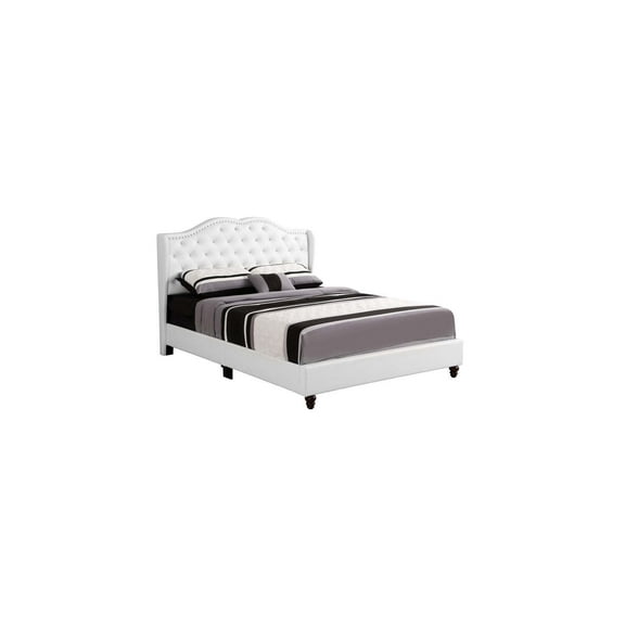 Glory Furniture Joy Faux Leather Upholstered Full Bed in White