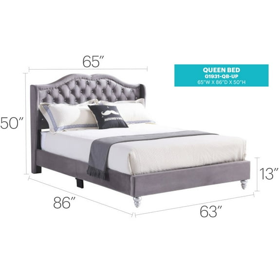 Glory Furniture Joy Full Bed in Gray Color