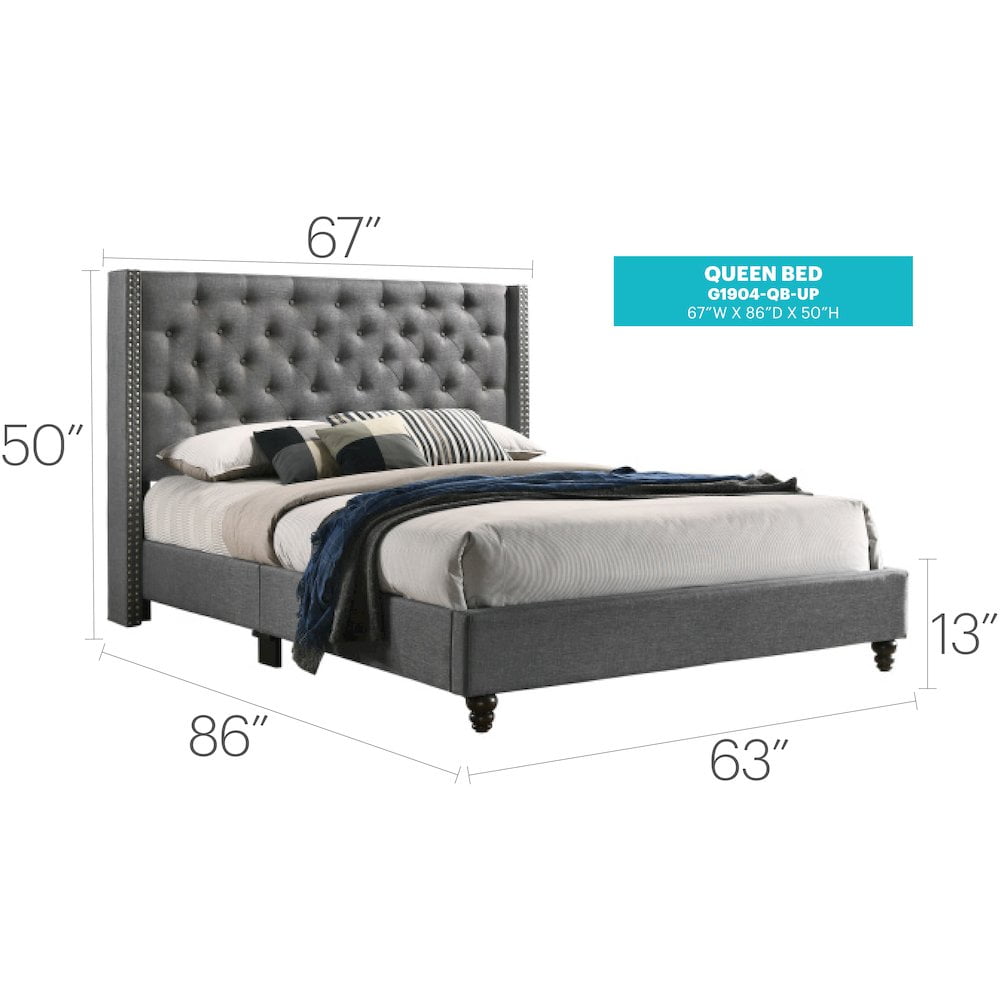 Glory Furniture Julie Full Bed in Gray Color
