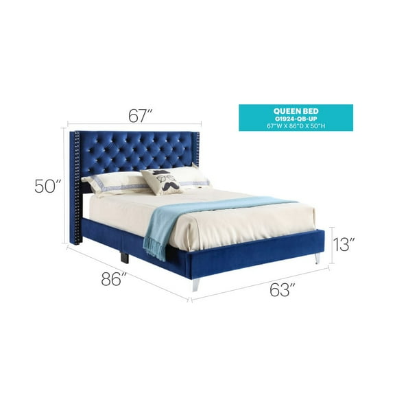 Glory Furniture Julie Full Bed in Navy Blue Color