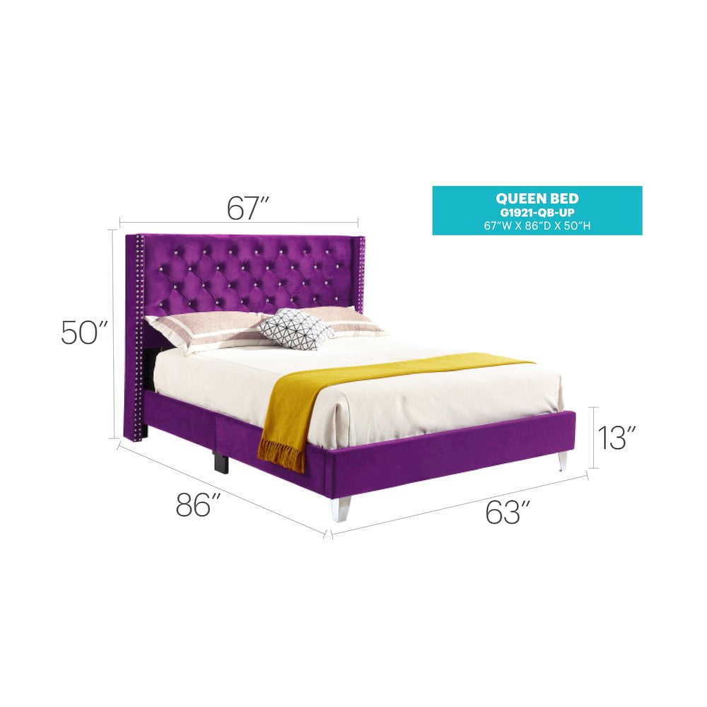 Glory Furniture Julie Full Bed in Purple Color