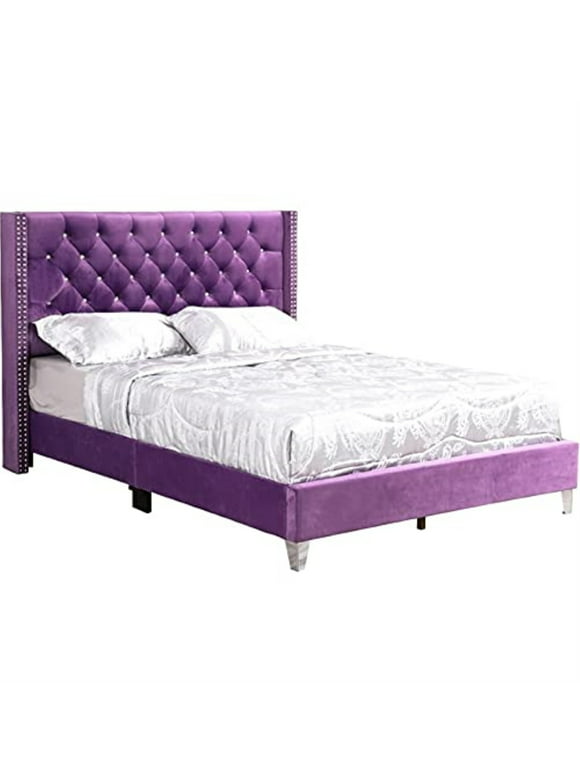 Glory Furniture Julie G1921-QB-UP Queen Upholstered Bed, Purple