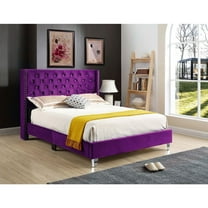 Glory Furniture Julie Velvet Upholstered Full Bed in Purple