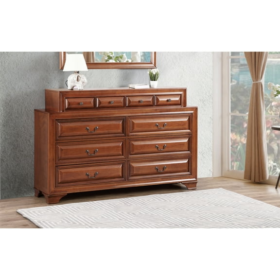 Glory Furniture LaVita 10 Drawer Dresser in Oak
